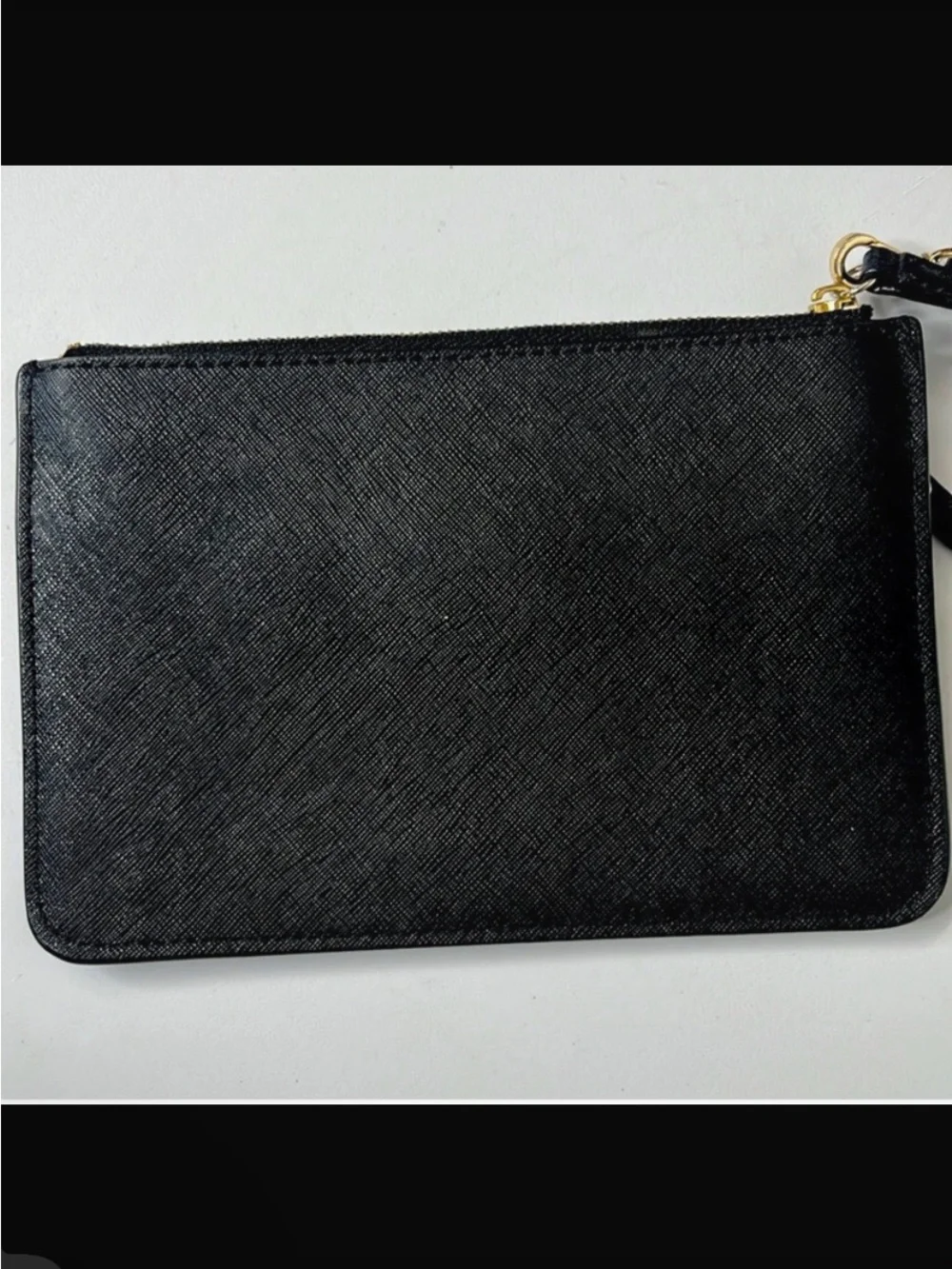 kate spade Black Saffiano Leather Wristlet with Gold Hardware